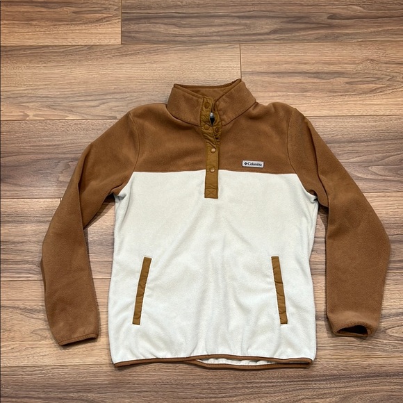 Columbia Foster Creek Pullover Quarter Snap Fleece Pullover White/Tan Size Large - Picture 1 of 11